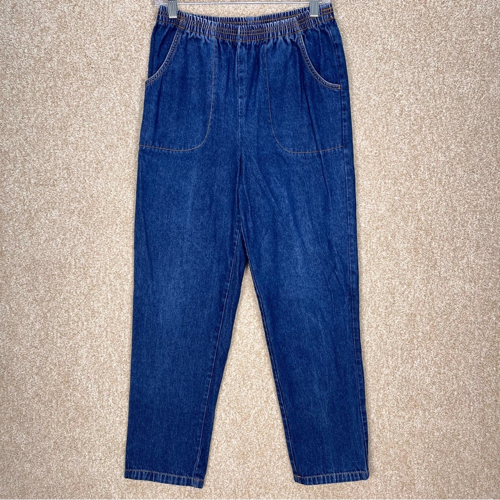 Imperfect vintage y2k 90s jeans cotton denim pull on stretchy waist‎ pockets